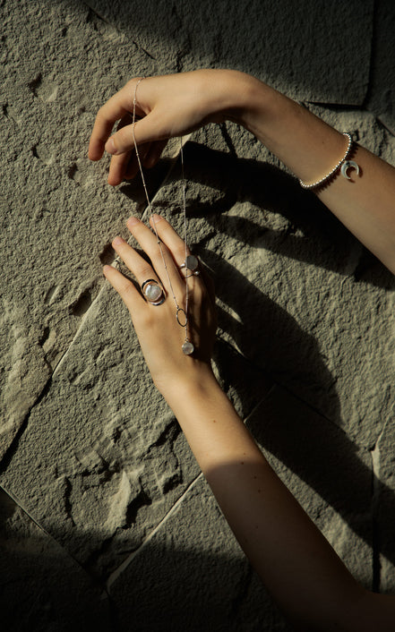 Bracelet Moon Silver Beads