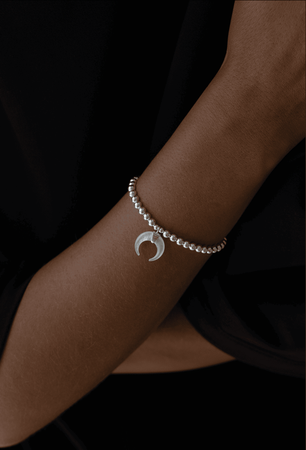 Bracelet Moon Silver Beads