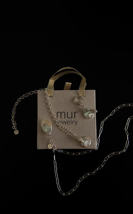 Pendant Diamond Cut Chain Fixed Figured Pearl