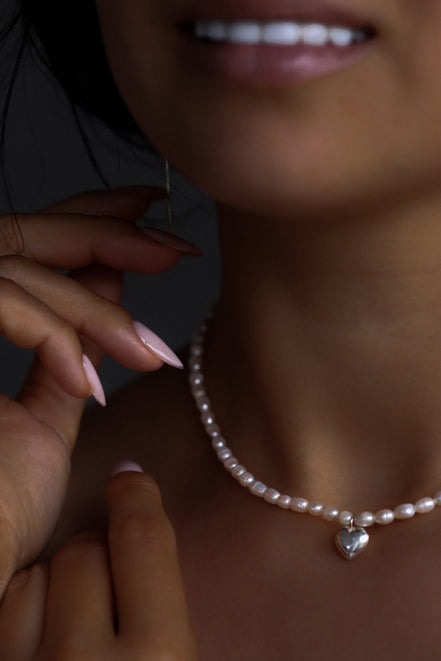 Necklace Heart Large Pearl