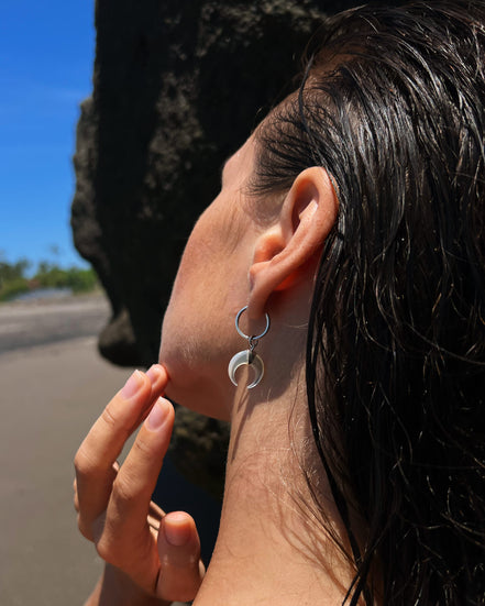 Earrings Pearl Moon Asymmetry