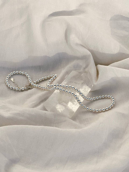 Necklace Beads Silver Man