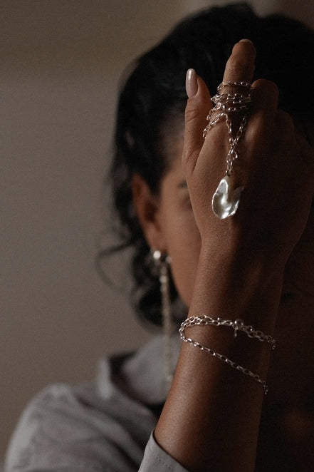 Pendant Diamond Cut Chain Fixed Figured Pearl