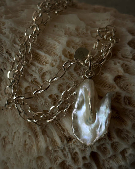 Pendant Diamond Cut Chain Fixed Figured Pearl