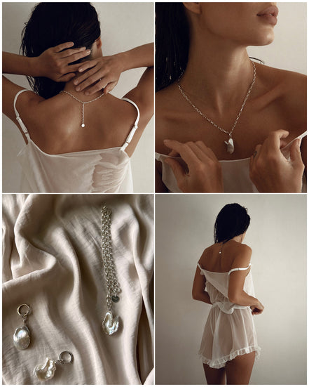 Pendant Diamond Cut Chain Fixed Figured Pearl