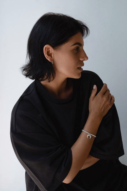 Bracelet Moon Silver Beads