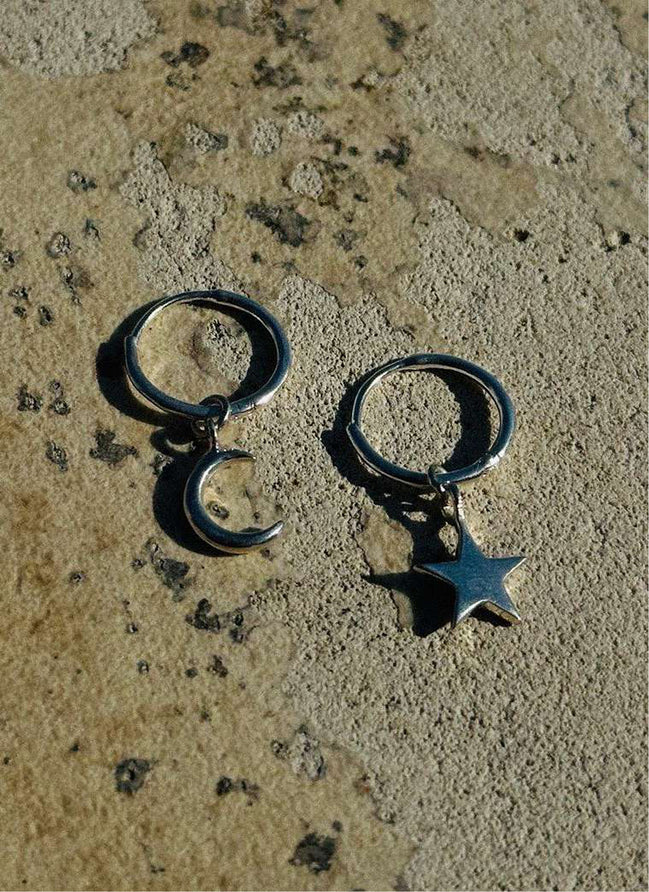 Earrings Silver Moon and Star