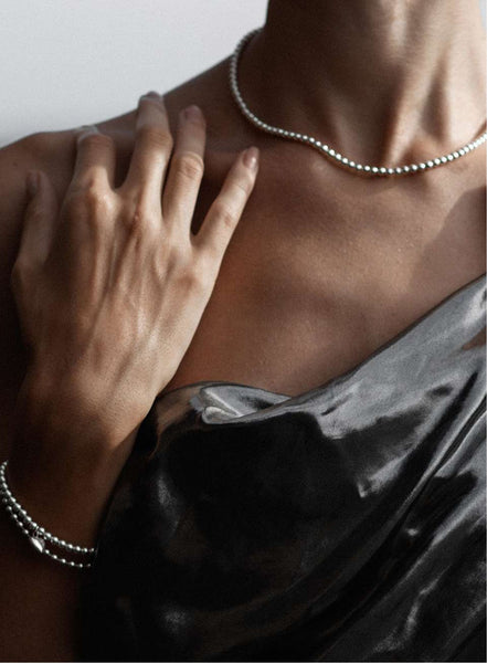 Necklace Beads Silver