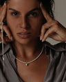 Necklace Heart Silver Beads — silver bead necklace with heart