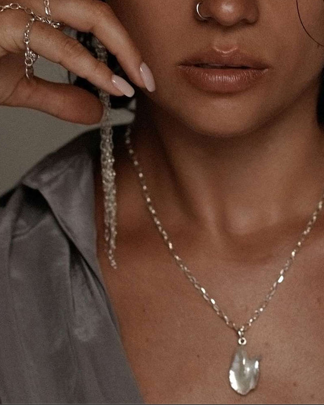 Pendant Diamond Cut Chain Fixed Figured Pearl