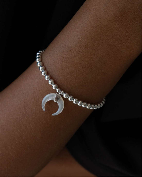 Bracelet Moon Silver Beads